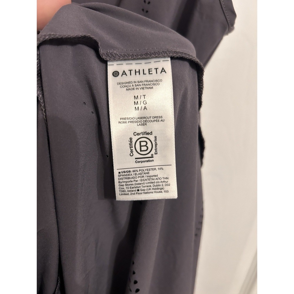 Athleta Presidio Laser Cut Dress Medium Asymmetric Maxi Racer Back Athleisure - Picture 6 of 11